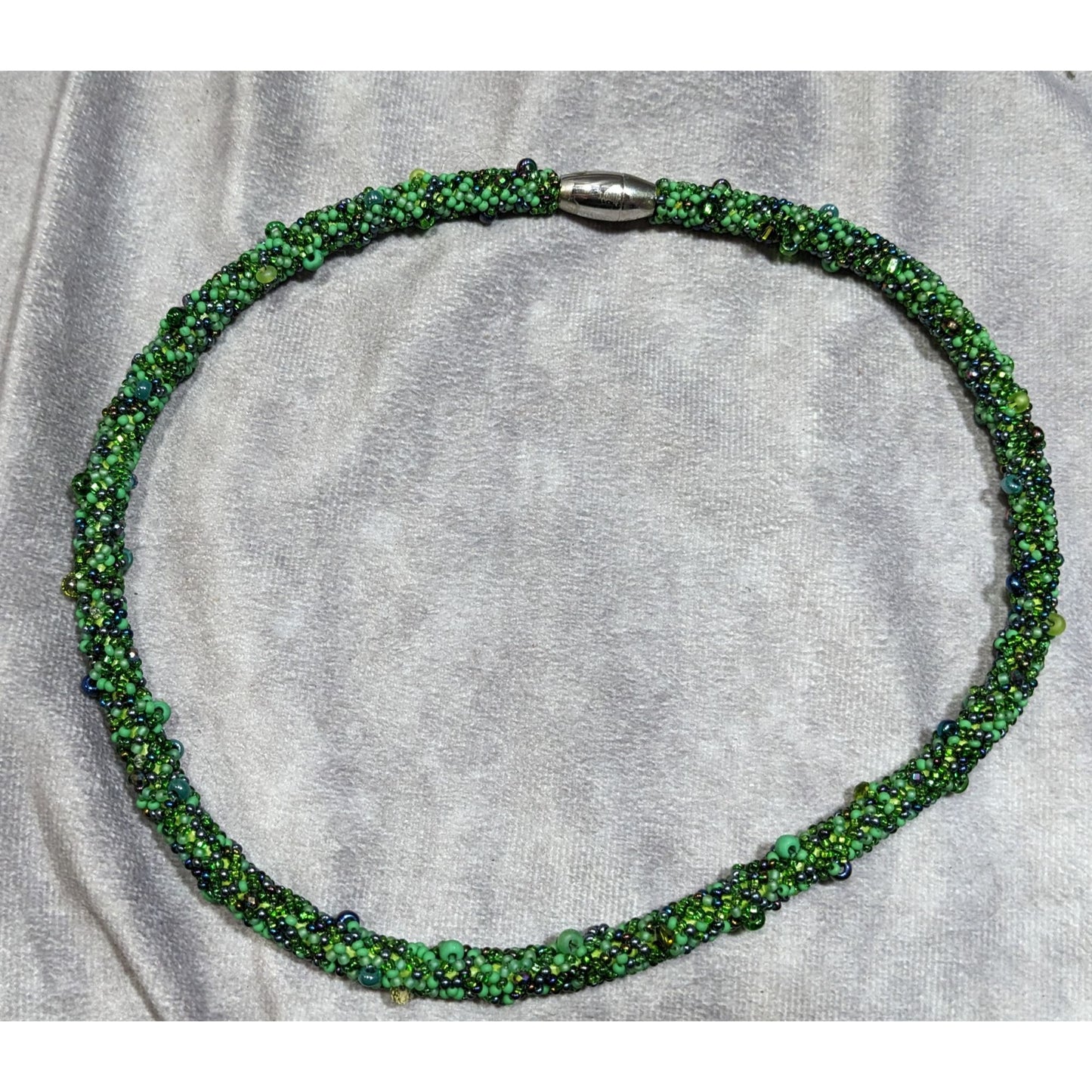 Fantasy Fairycore Green Glass Beaded Collar Necklace