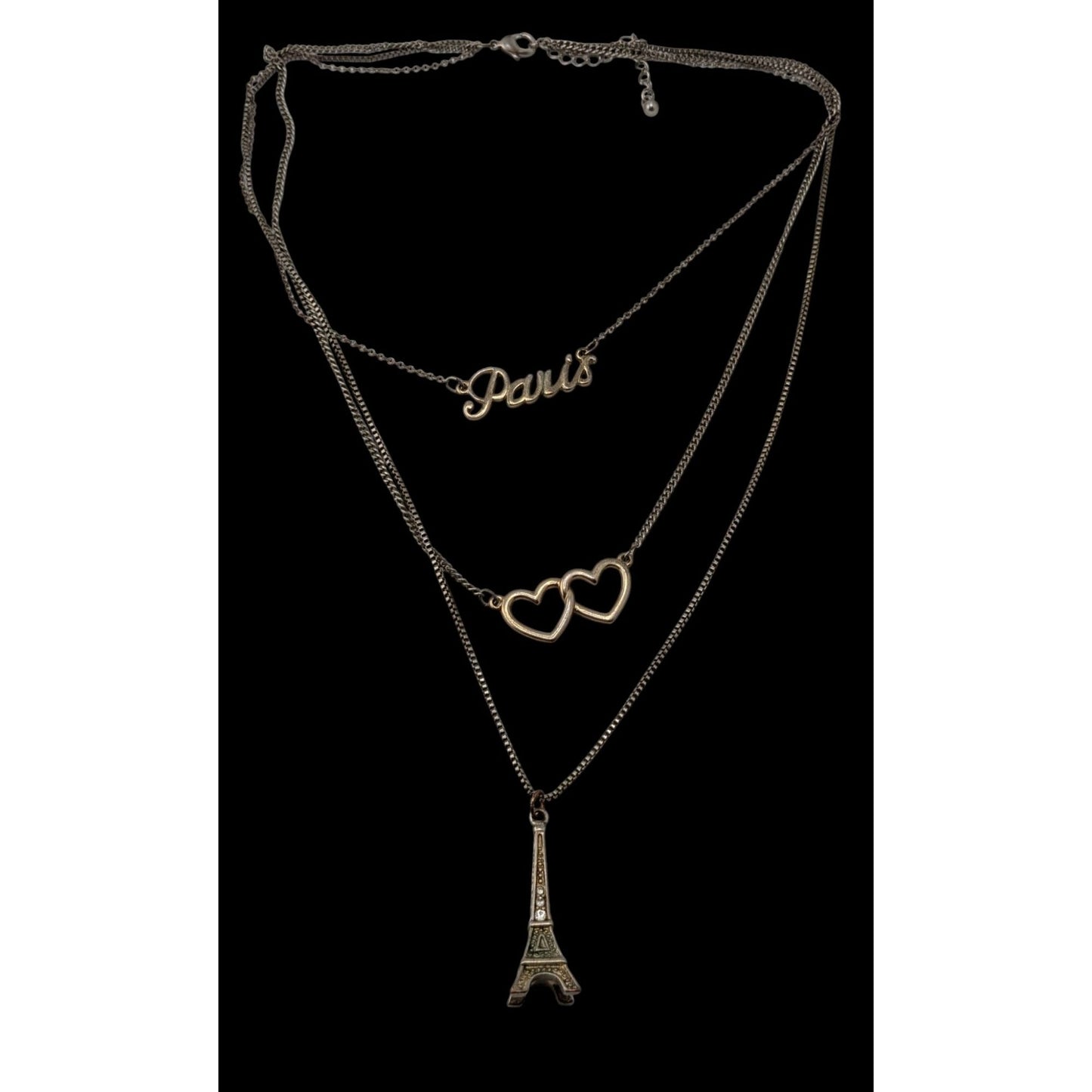 Layered Paris Charm Necklace Silver Souvenir Travel Jewelry