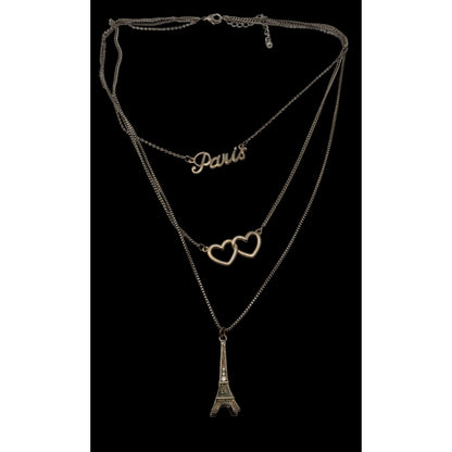 Layered Paris Charm Necklace Silver Souvenir Travel Jewelry