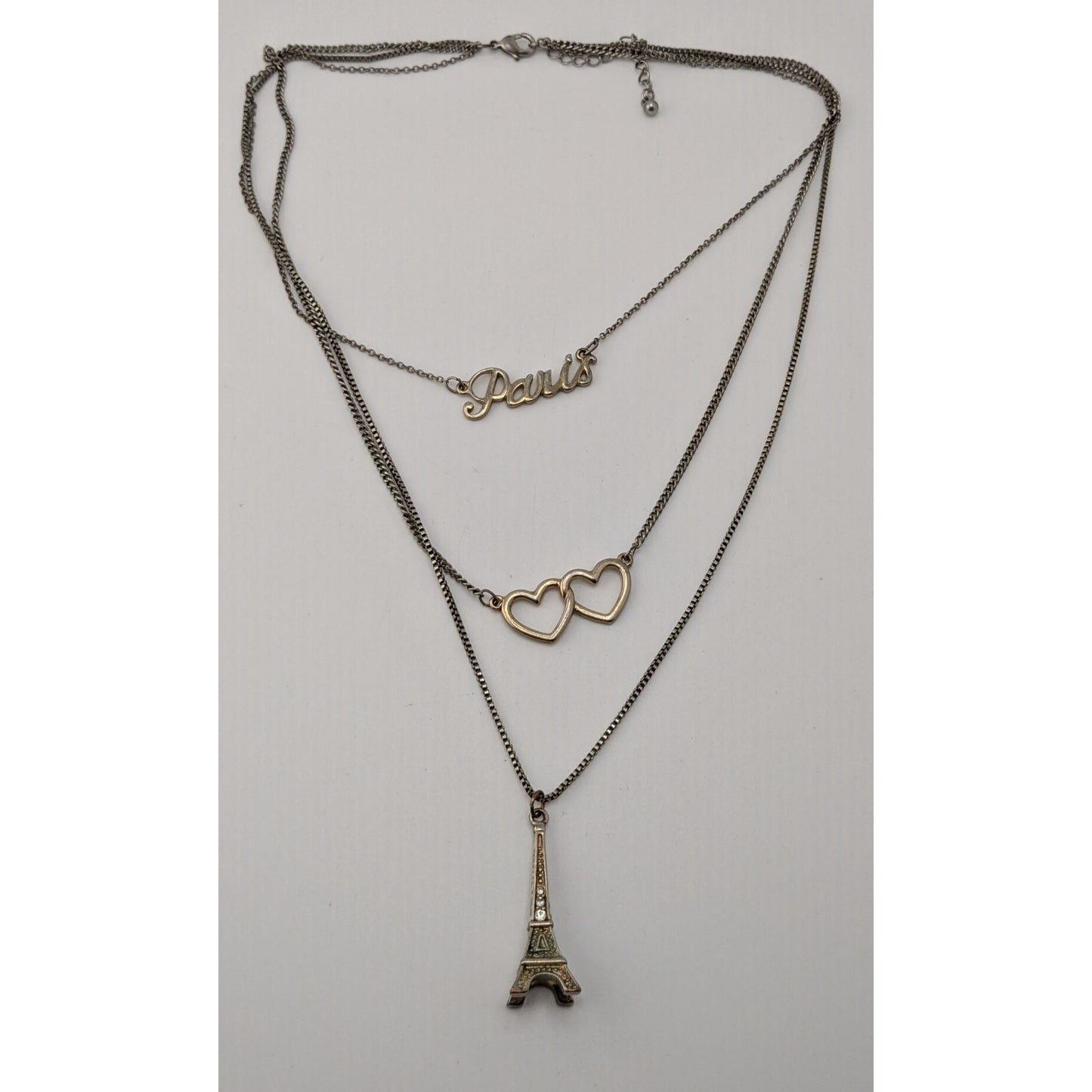Layered Paris Charm Necklace Silver Souvenir Travel Jewelry