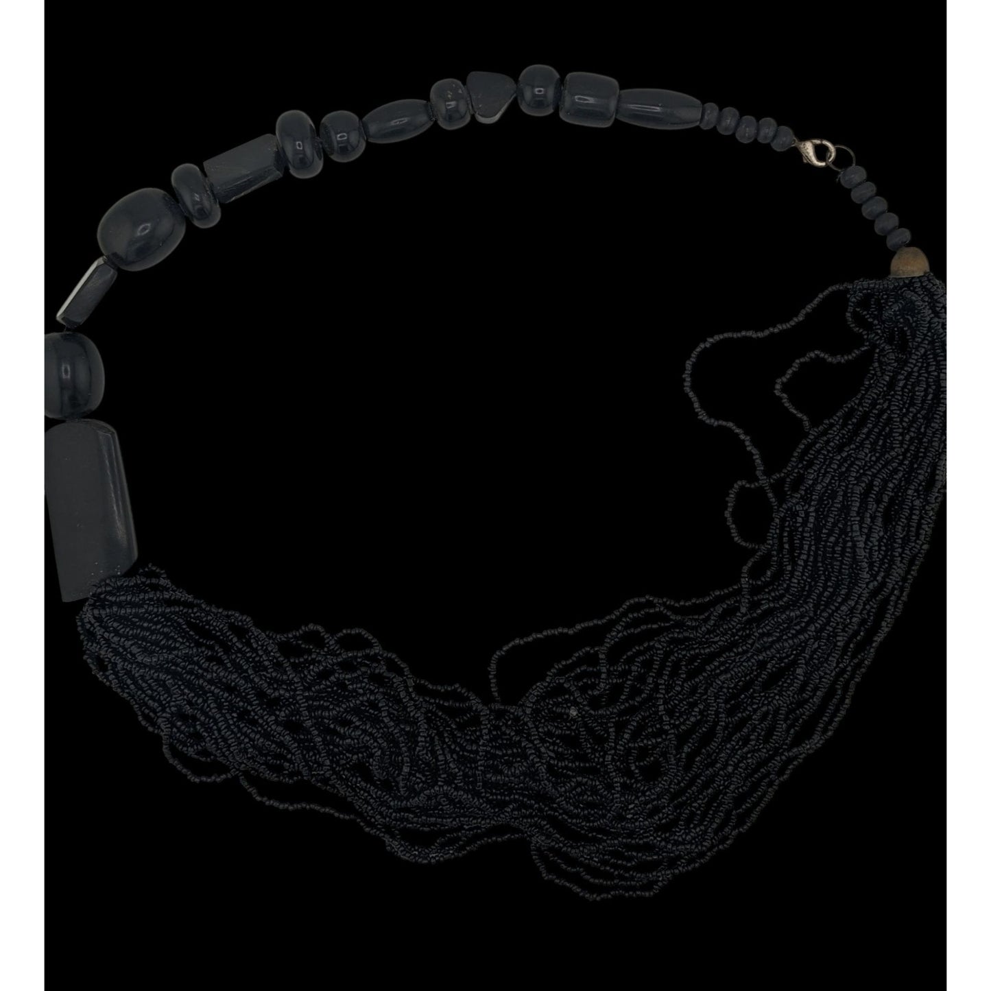 Vintage Gothic Asymmetrical Glass And Wood Statement Necklace