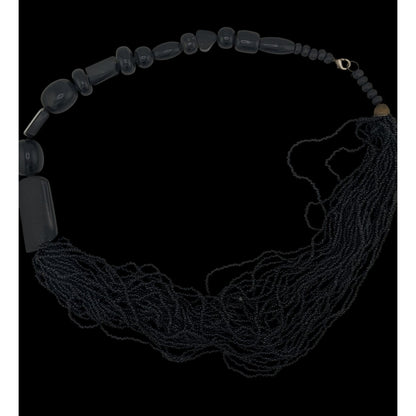 Vintage Gothic Asymmetrical Glass And Wood Statement Necklace