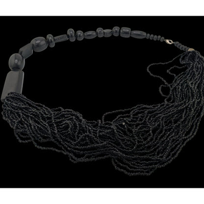 Vintage Gothic Asymmetrical Glass And Wood Statement Necklace