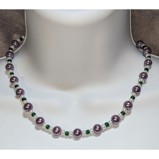 Purple Pearl Beaded Necklace Adjustable Ribbon Tie Fairycore Cottagecore Romantic Choker