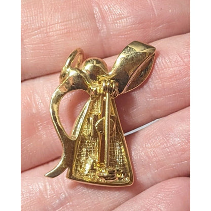 Peace Angel With Sash And Halo Gold Tone Brooch