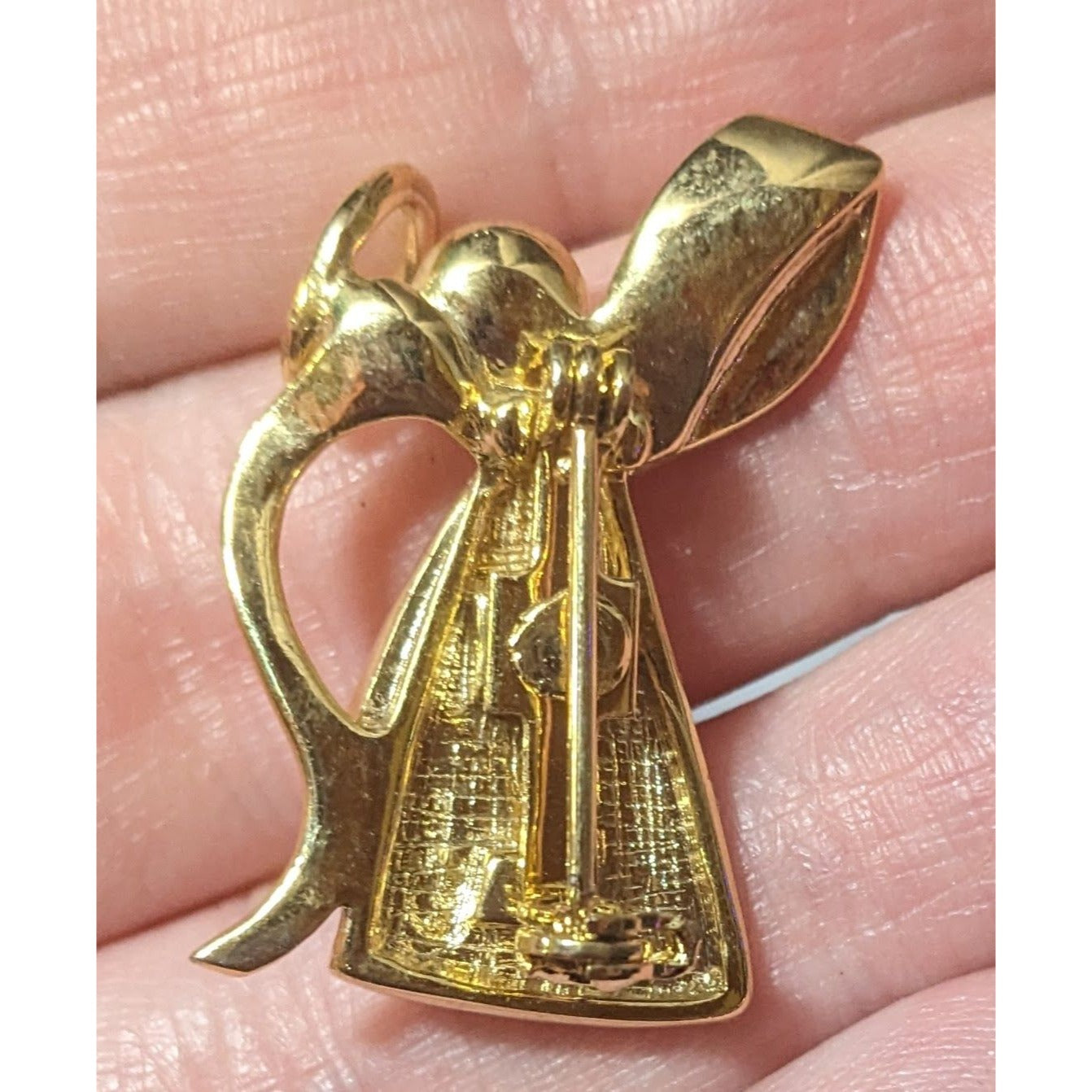 Peace Angel With Sash And Halo Gold Tone Brooch