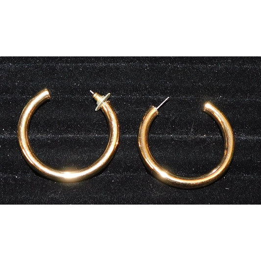Thick Glam Gold Tone Metal Hoop Earrings