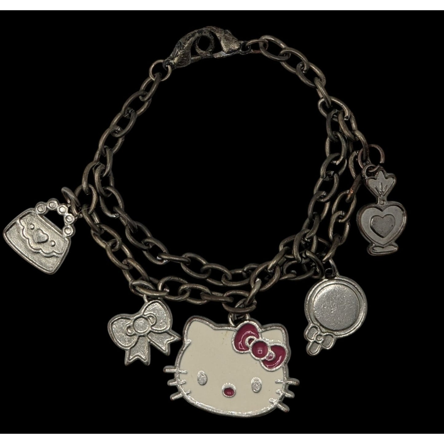 Hello Kitty Charm Bracelet Double Chain Silver Kawaii Cute