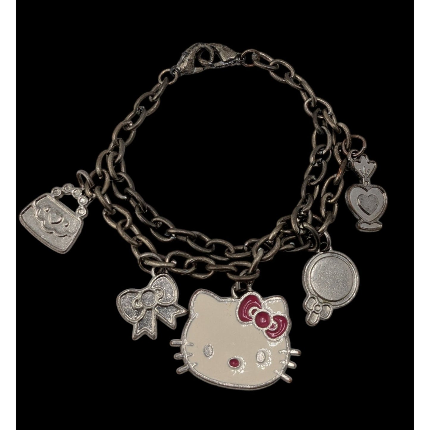 Hello Kitty Charm Bracelet Double Chain Silver Kawaii Cute