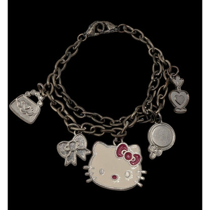 Hello Kitty Charm Bracelet Double Chain Silver Kawaii Cute