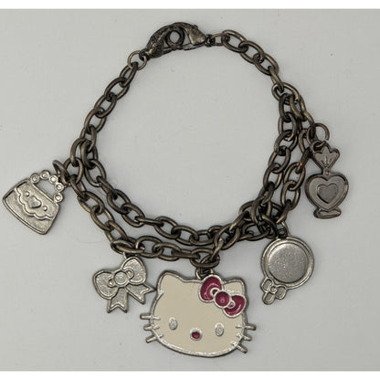 Hello Kitty Charm Bracelet Double Chain Silver Kawaii Cute