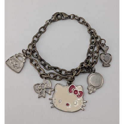 Hello Kitty Charm Bracelet Double Chain Silver Kawaii Cute