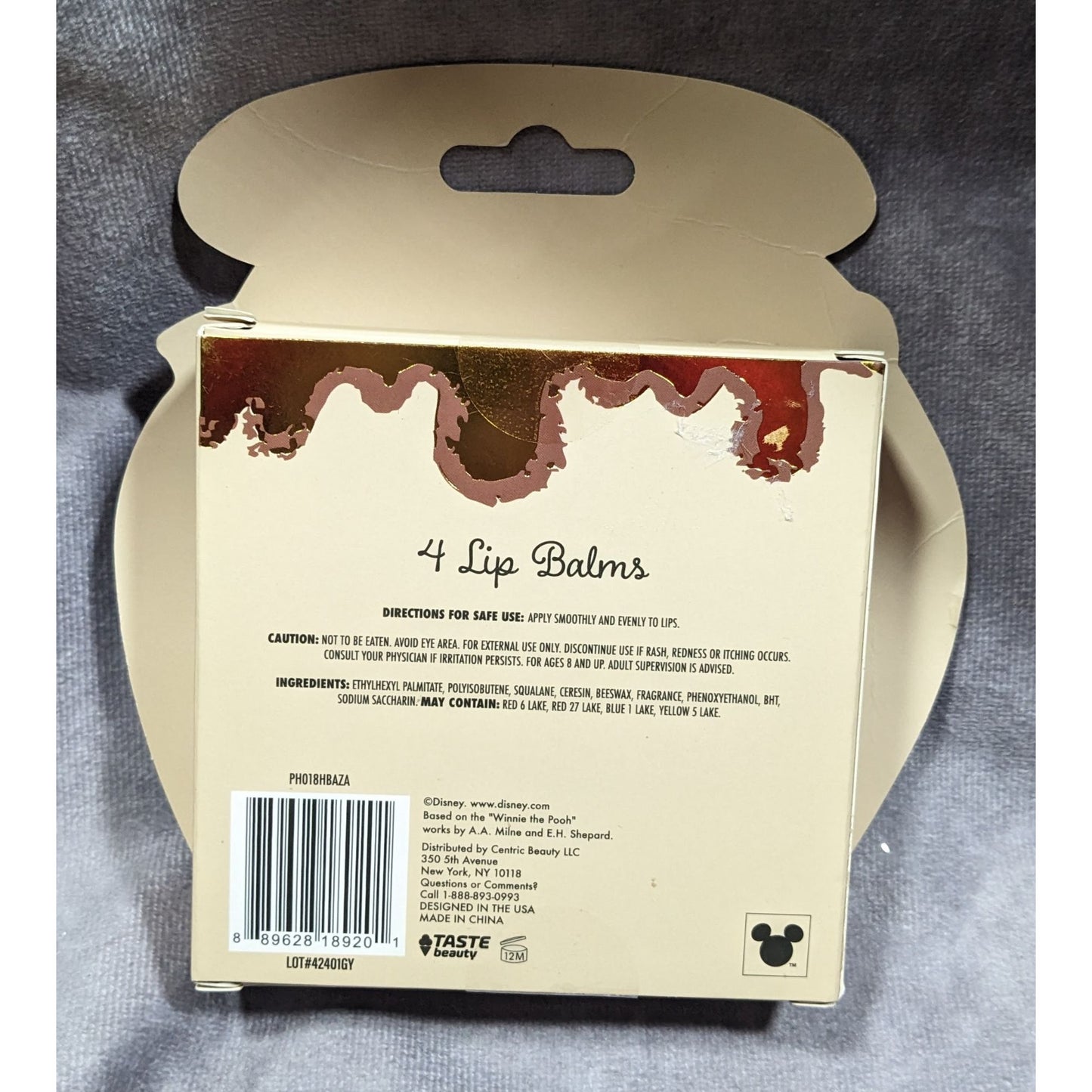 Disney Taste Beauty Winnie The Pooh Lip Balm 4 Pack