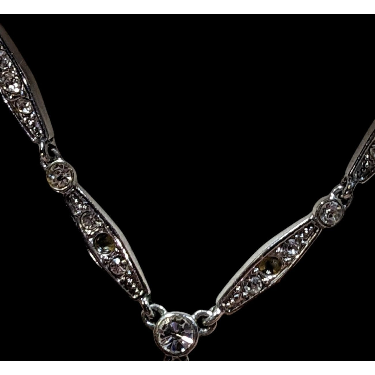 Elegant Y Necklace Silver-Tone Necklace With Crystal Accents & Faux Pearl Drop