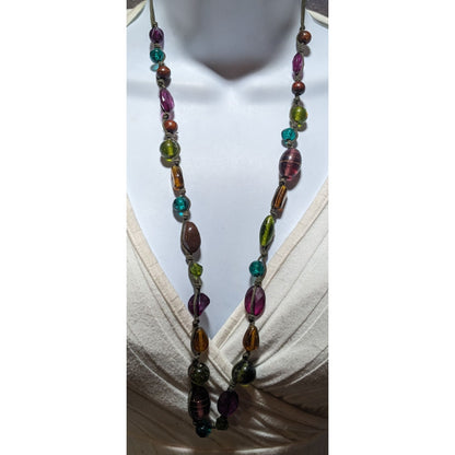 Rainbow Hippie Glass Beaded Necklace