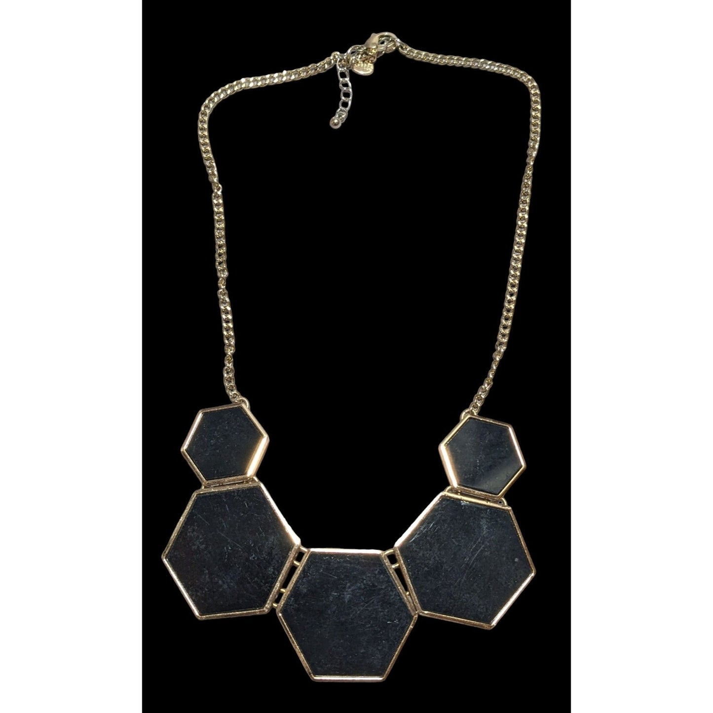 Express Black And Gold Geometric Bib Necklace