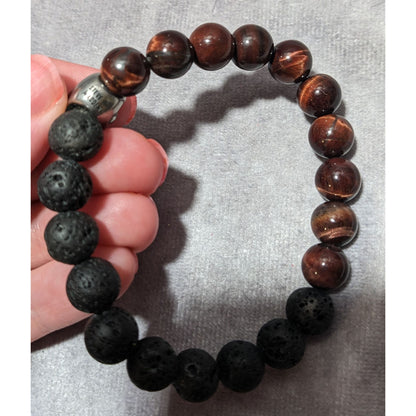 Steve Madden Skull Tiger Eye Lava Bead Bracelet