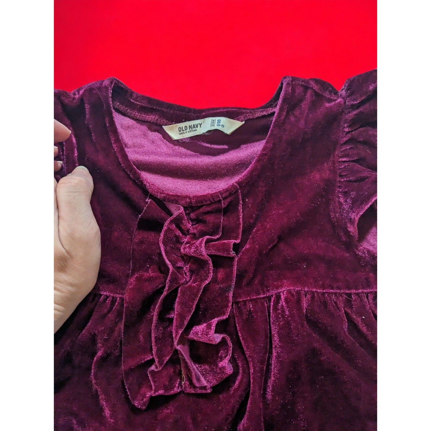 Old Navy Berry Velour Ruffle Dress