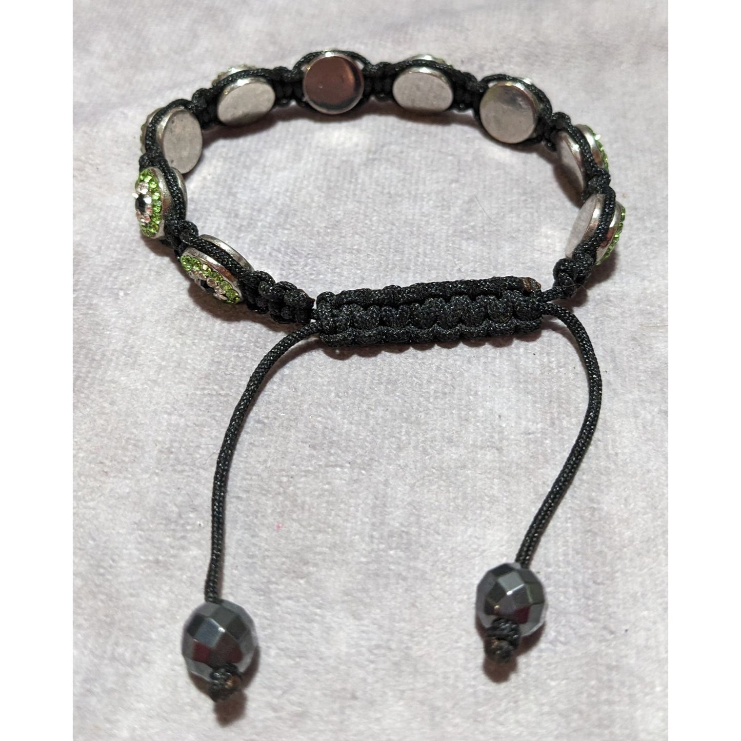 Kalifano Peridot Crystal Evil Eye Shamballa Bracelet