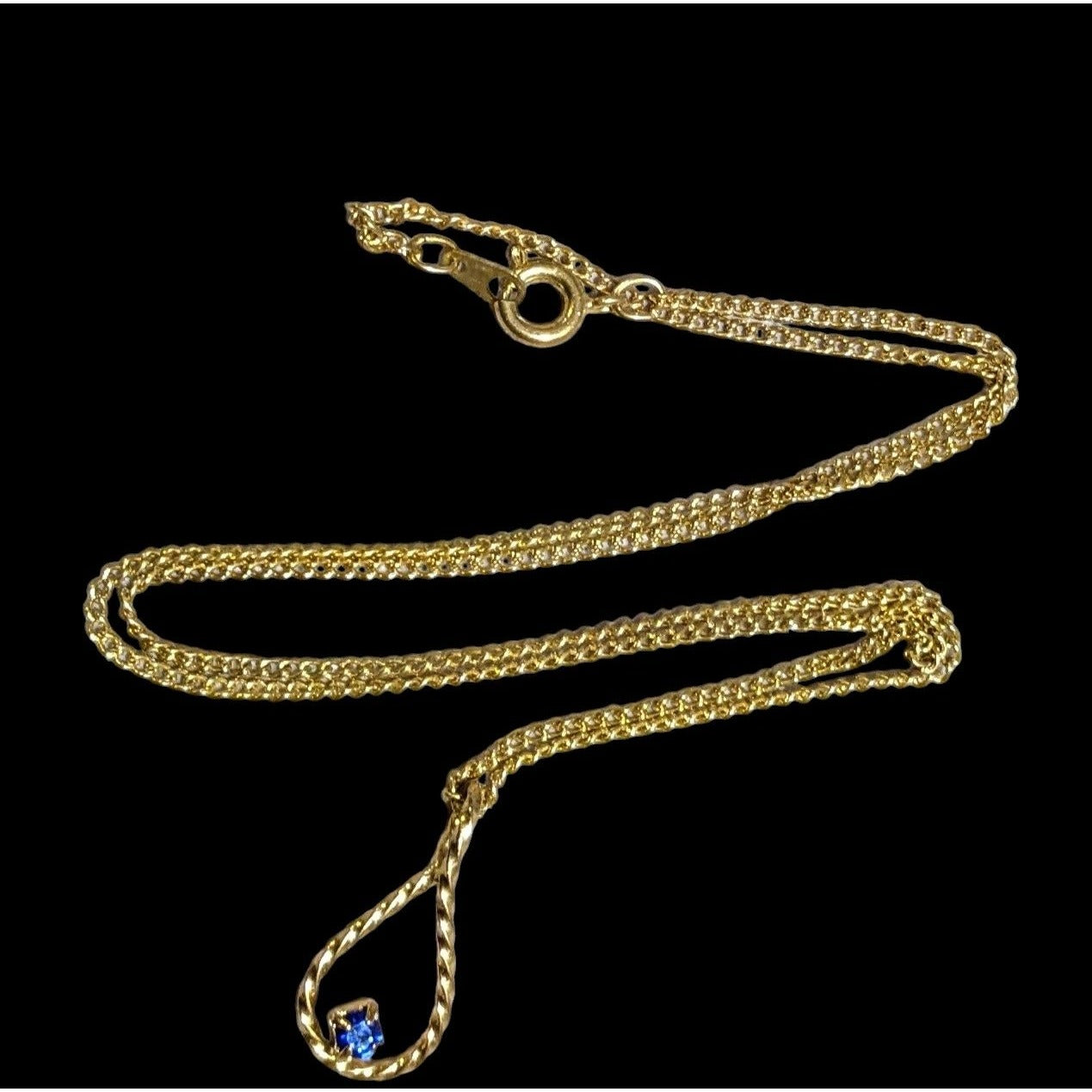 Vintage Blue And Gold Teardrop Lasso Necklace