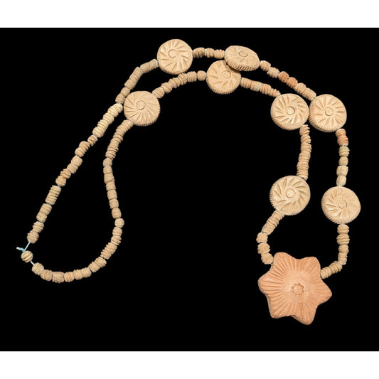 Vintage Handmade Star Pendant Clay Beaded Necklace