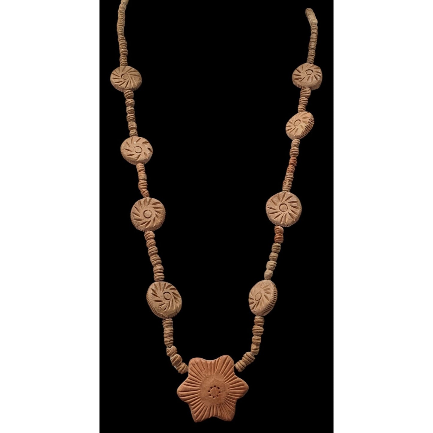 Vintage Handmade Star Pendant Clay Beaded Necklace