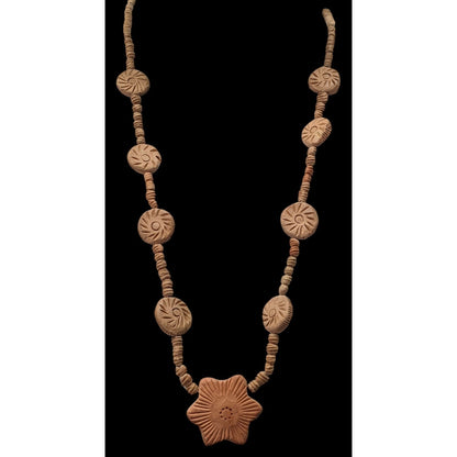 Vintage Handmade Star Pendant Clay Beaded Necklace