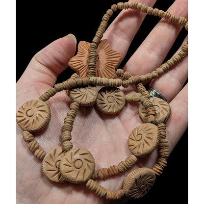 Vintage Handmade Star Pendant Clay Beaded Necklace