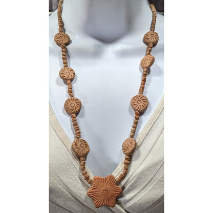 Vintage Handmade Star Pendant Clay Beaded Necklace