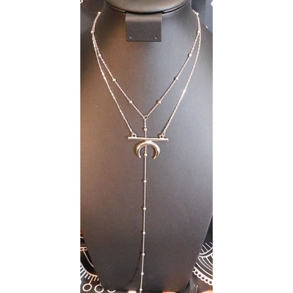 Witchy Celestial Moon Layered Lariat Necklace