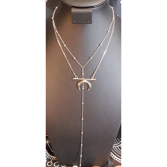 Witchy Celestial Moon Layered Lariat Necklace