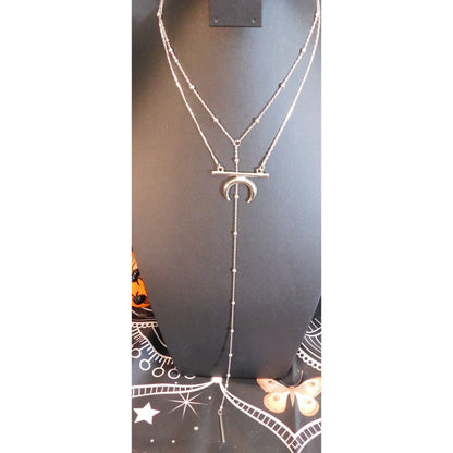 Witchy Celestial Moon Layered Lariat Necklace
