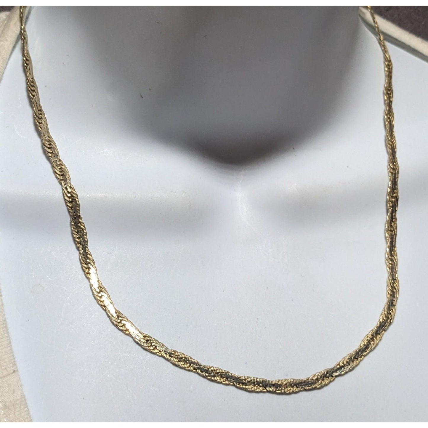 Gold Flattened Twisted Rope Chain Necklace