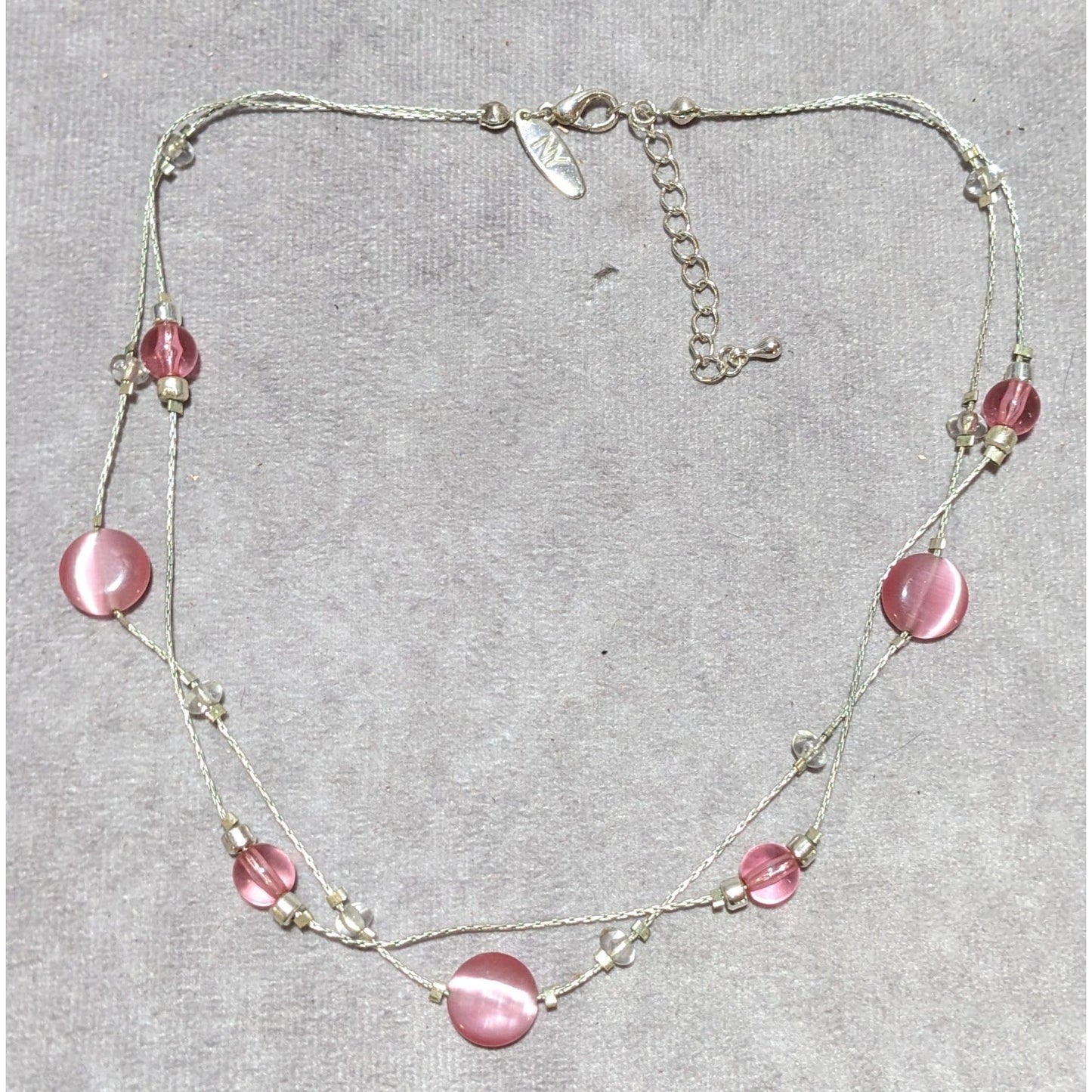 NY Pink And Silver Cateye Necklace
