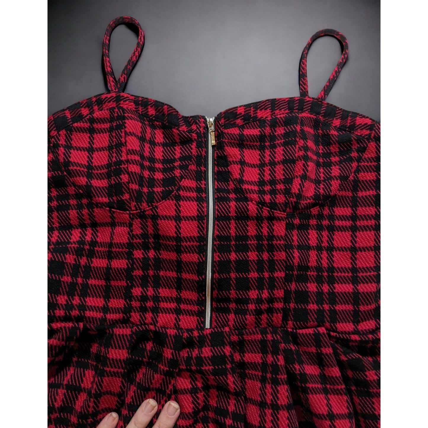 Hot Topic Black And Red Plaid Zipper Dress