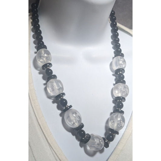 Black And Clear Beaded Ice Necklace