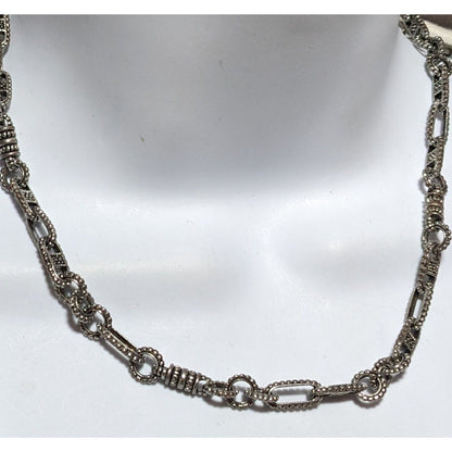 Brutalist Textured Silver Chain Necklace