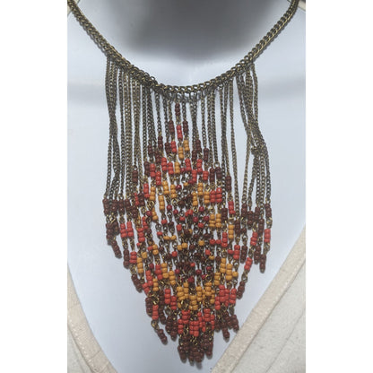 Boho Chic Beaded Fringe Necklace