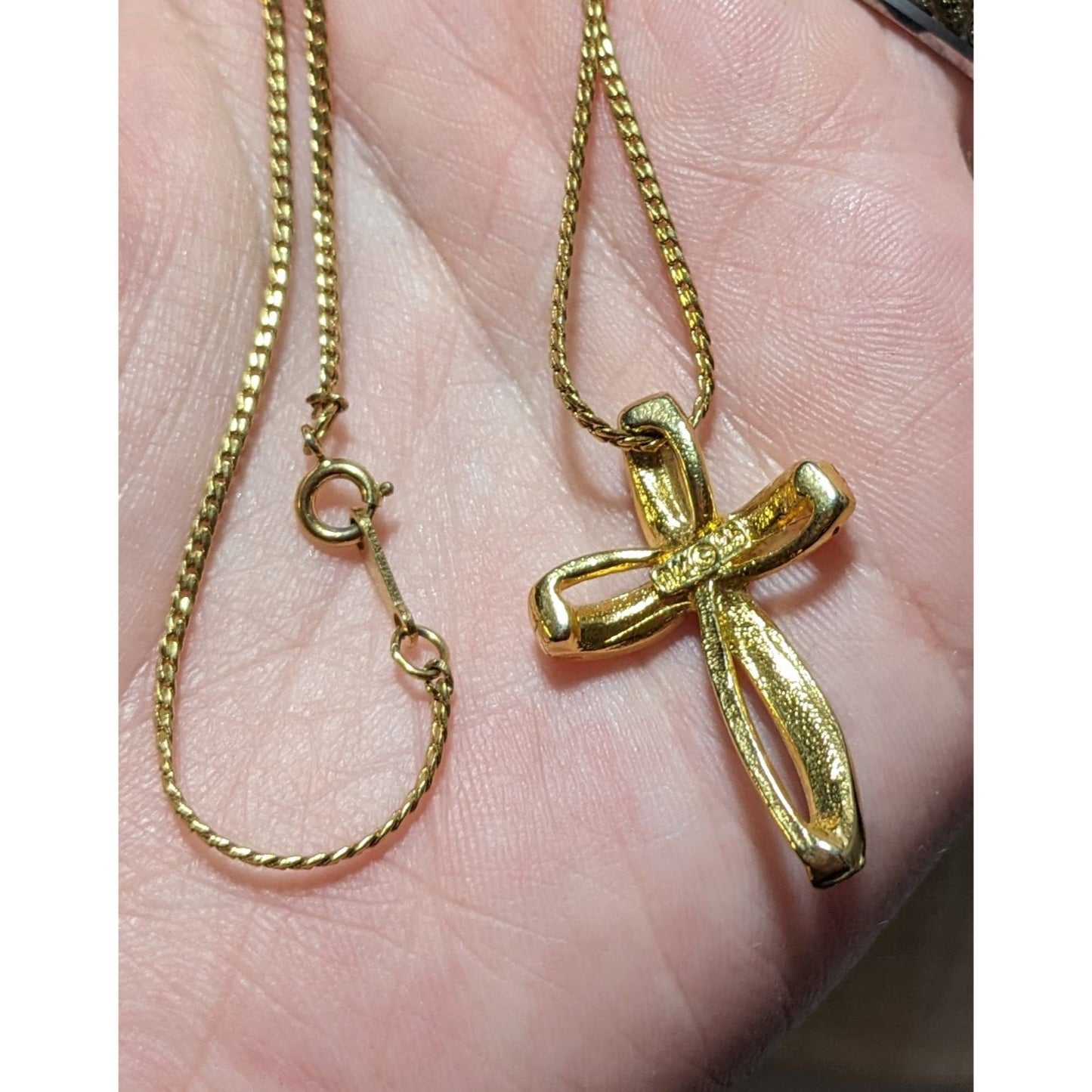 Avon Vintage Golden Gemmed Cross Necklace