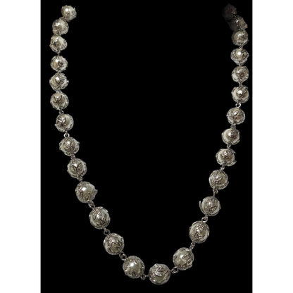 Whimsical Silver Leaf Capped Faux Pearl Necklace