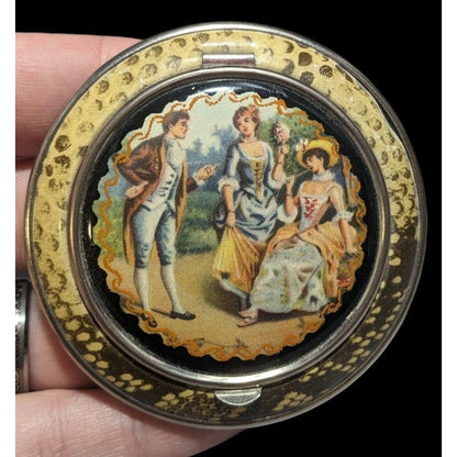 Vintage Snake Print Victorian Picture Powder Compact