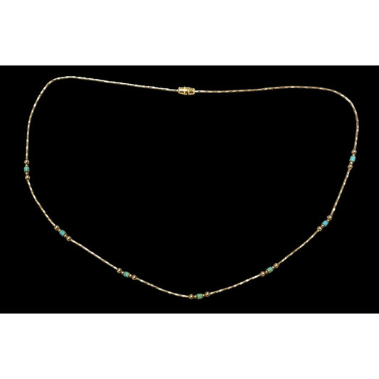 Minimalist Elegant Turquoise And Gold Beaded Necklace