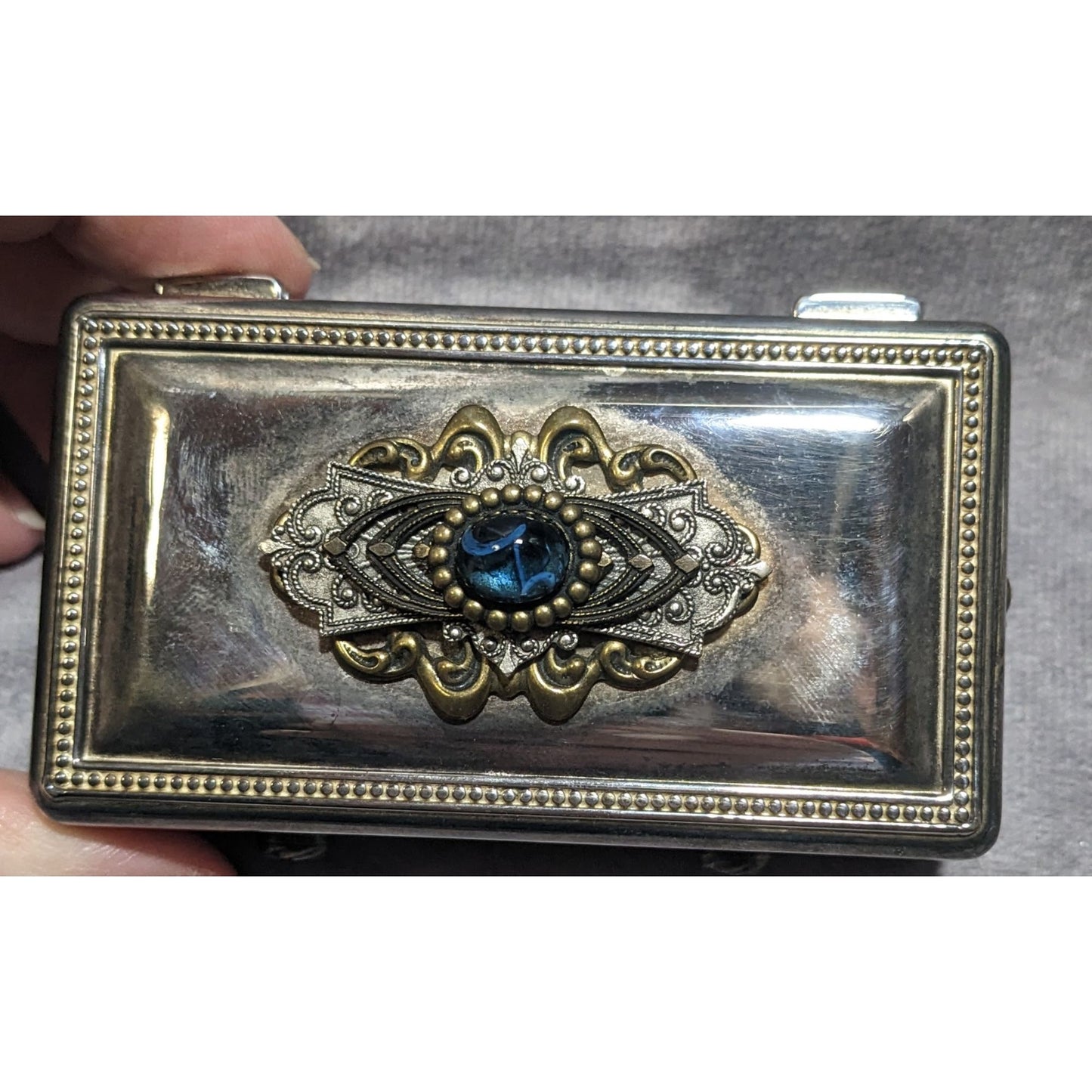 Bejeweled Silver Plated Trinket Box