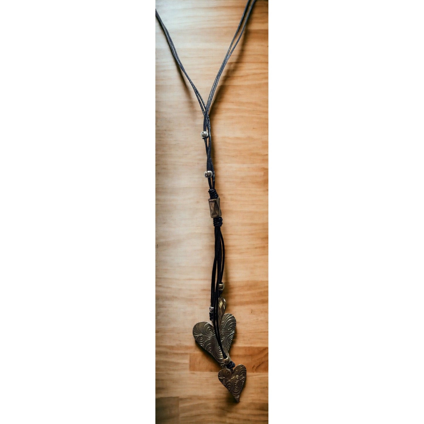 Rustic Triple Heart Abstract Necklace