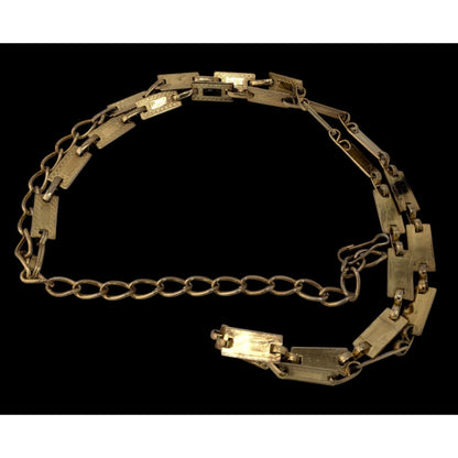 Vintage Glam Engraved Rectangle Link Gold-Tone Necklace/Belt