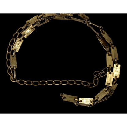 Vintage Glam Engraved Rectangle Link Gold-Tone Necklace/Belt
