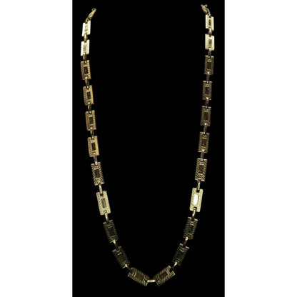 Vintage Glam Engraved Rectangle Link Gold-Tone Necklace/Belt