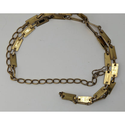 Vintage Glam Engraved Rectangle Link Gold-Tone Necklace/Belt