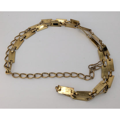 Vintage Glam Engraved Rectangle Link Gold-Tone Necklace/Belt
