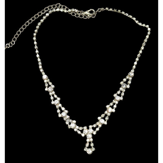 Vintage Silver Rhinestone Bridal Necklace